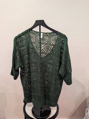 Dokotoo • Crochet Knit V‑Neck Top • Dark Green • Size M/L